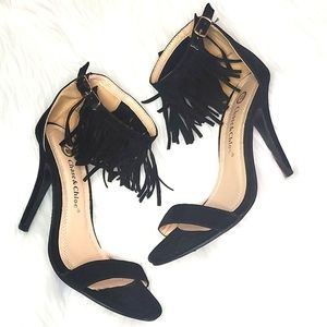 Chase & Chloe Black Fringe High Heels | Size 7